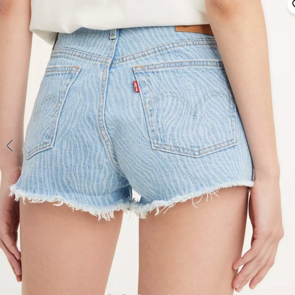 Levi's Premium 501 High Rise Button Fly Cutoff Denim Shorts W32 Light Wash Y2K